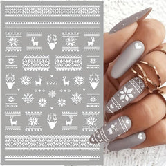 6pcs Christmas Nail Art Stickers Snowflake Elk Nail Art Decals