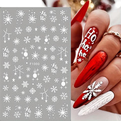 6pcs Christmas Nail Art Stickers Snowflake Elk Nail Art Decals