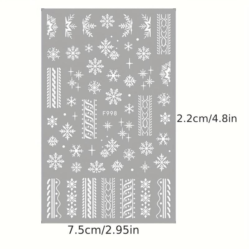 6pcs Christmas Nail Art Stickers Snowflake Elk Nail Art Decals