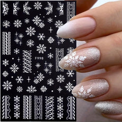 6pcs Christmas Nail Art Stickers Snowflake Elk Nail Art Decals