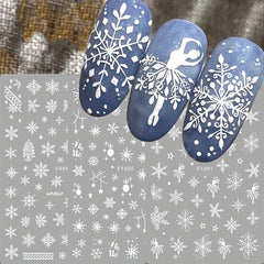 6pcs Christmas Nail Art Stickers Snowflake Elk Nail Art Decals