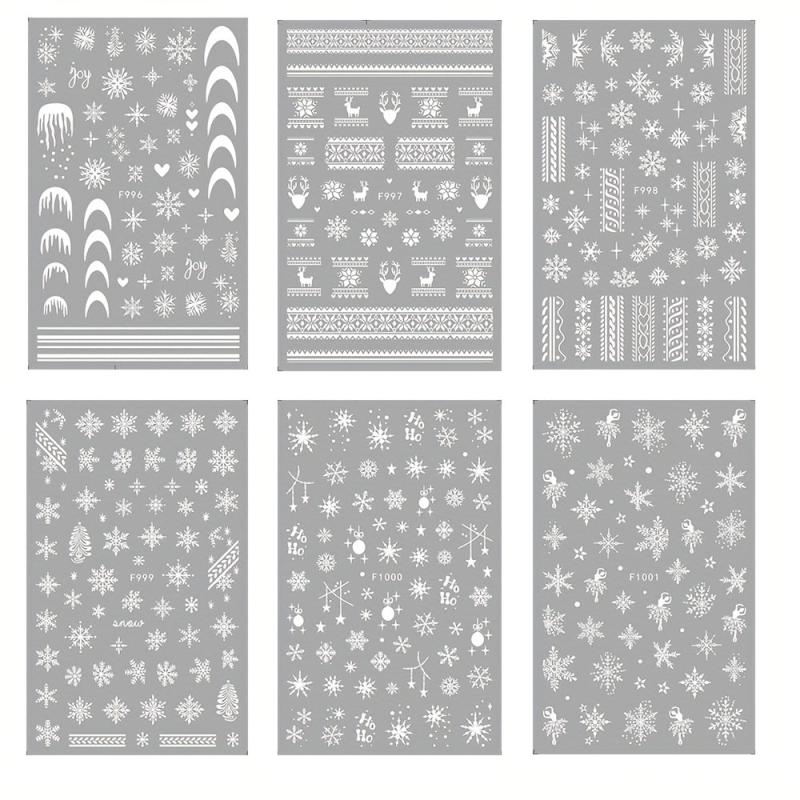 6pcs Christmas Nail Art Stickers Snowflake Elk Nail Art Decals