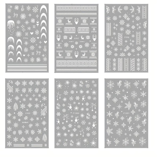 6pcs Christmas Nail Art Stickers Snowflake Elk Nail Art Decals