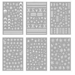 6pcs Christmas Nail Art Stickers Snowflake Elk Nail Art Decals