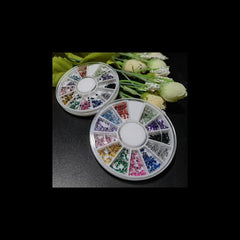 12 Colors 3D Nail Art Crystal Studs Beads in Round Box