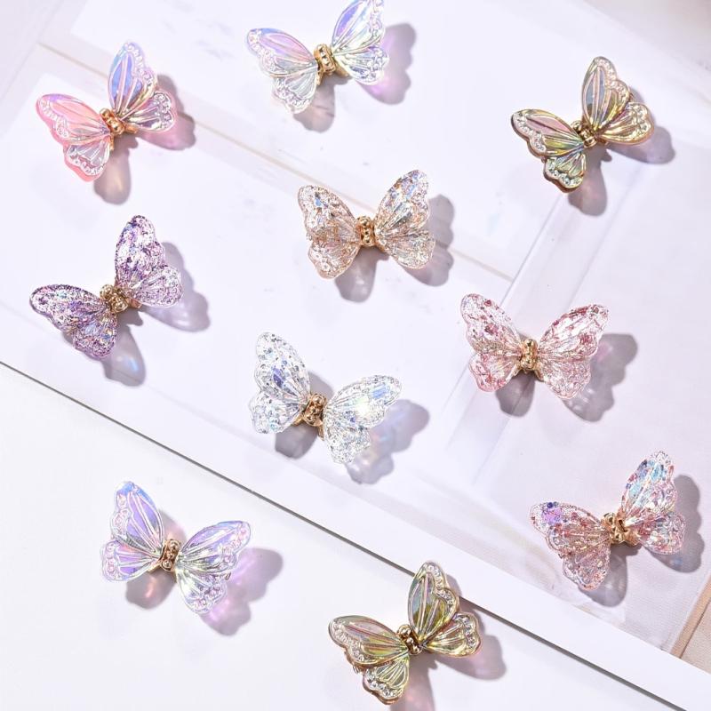Aurora Butterfly Nail Art Decoration 3D Moving Wing Art for Women