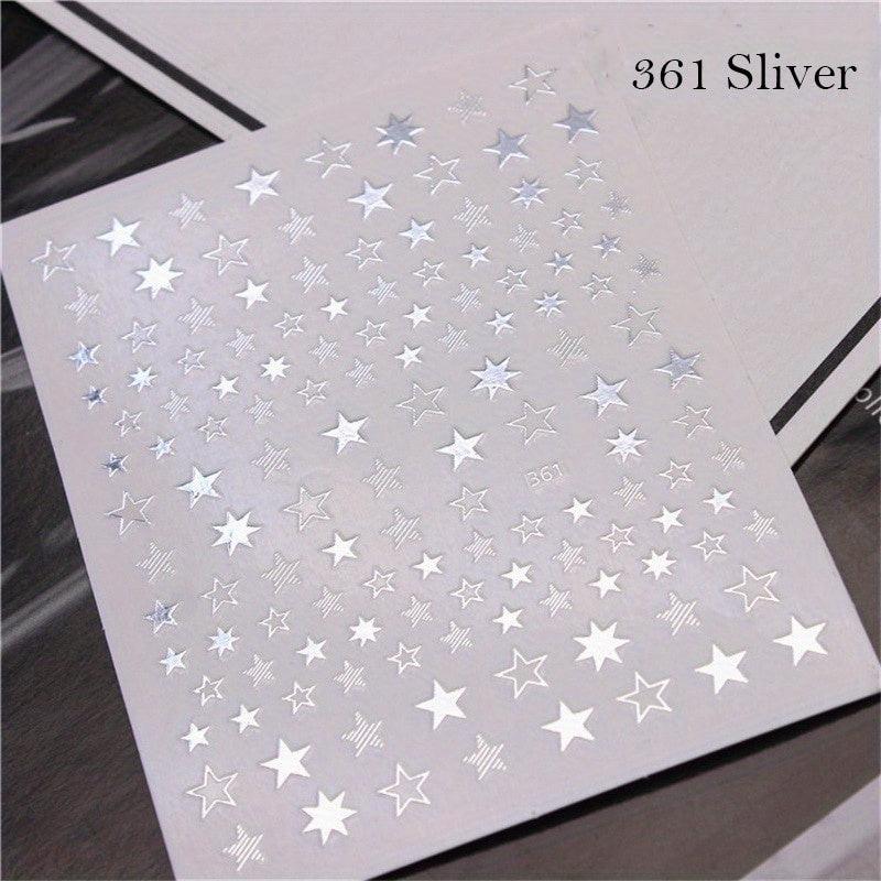 Lovely 3D Silver Rose Gold Nails Art Sticker