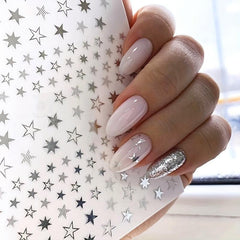 Lovely 3D Silver Rose Gold Nails Art Sticker