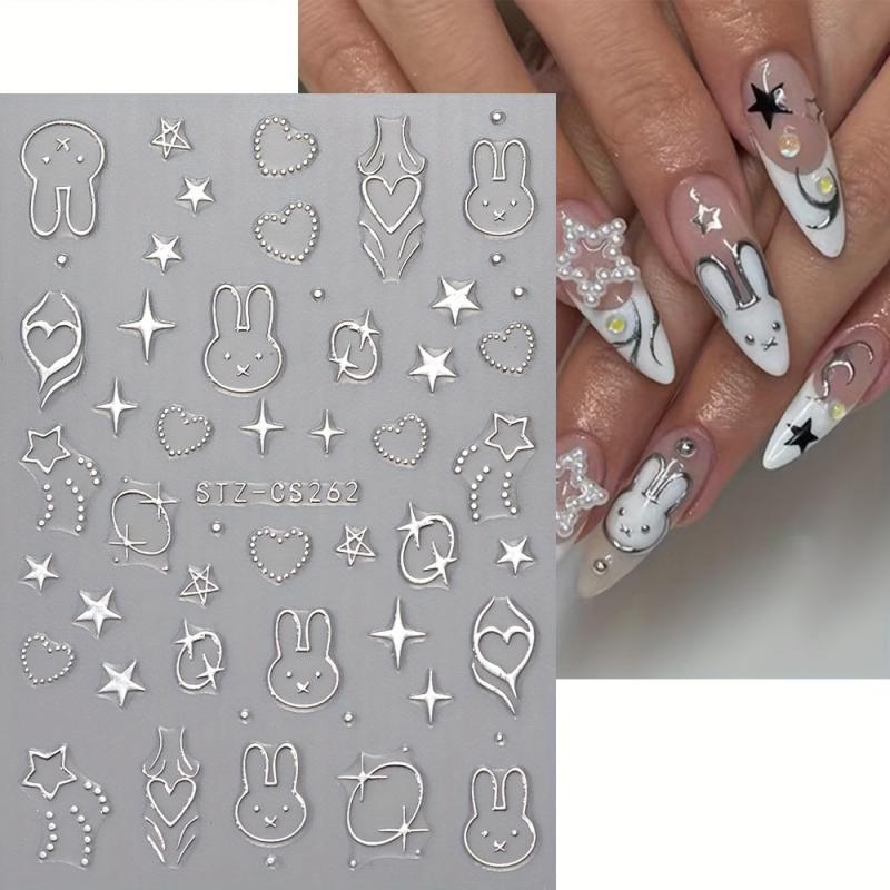 6pcs Butterfly Snake Bunny Nail Art Stickers