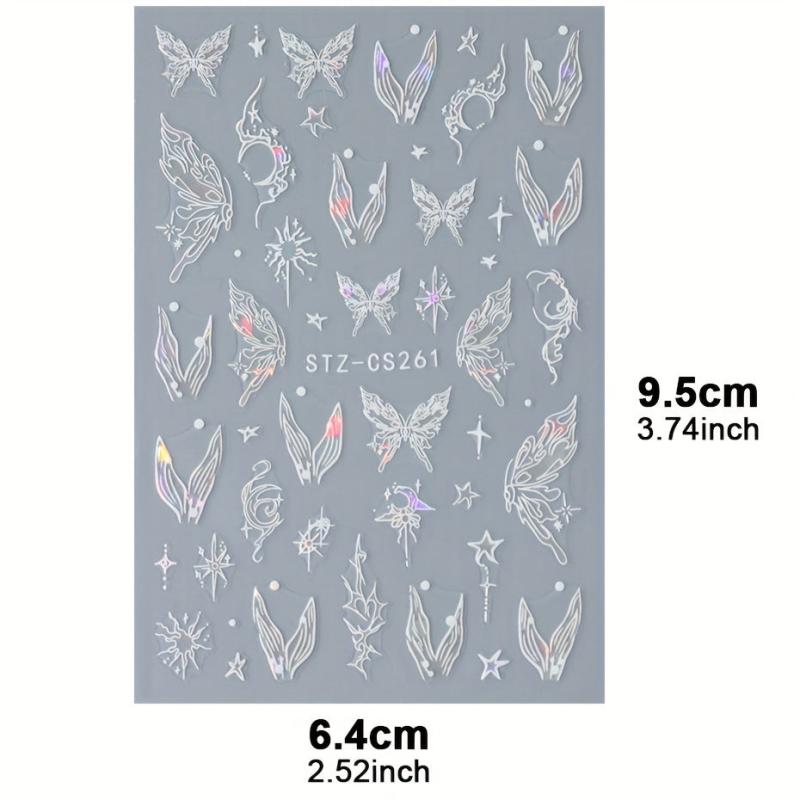 6pcs Butterfly Snake Bunny Nail Art Stickers