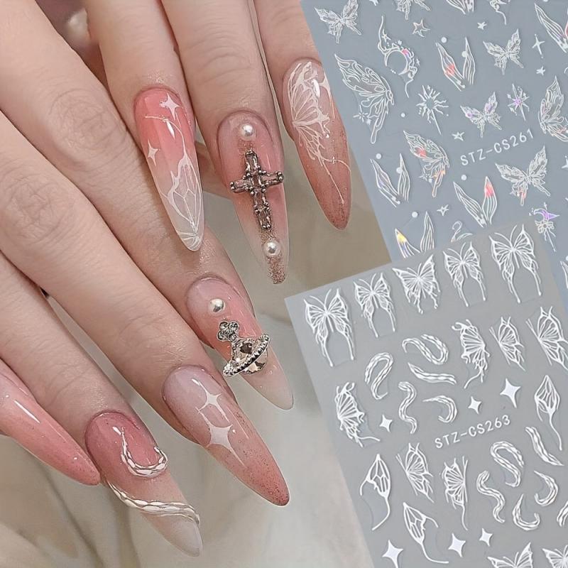 6pcs Butterfly Snake Bunny Nail Art Stickers