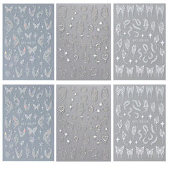 6pcs Butterfly Snake Bunny Nail Art Stickers
