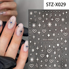 2pcs Heart Moon Star Nail Art Stickers Self Adhesive Decals