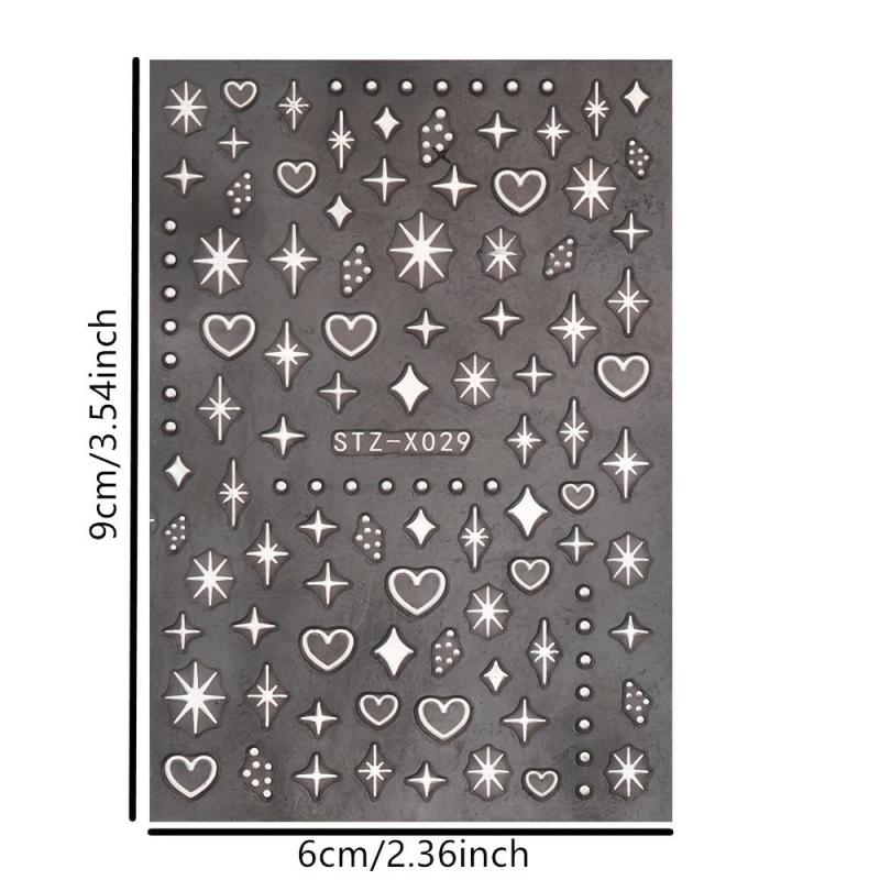 2pcs Heart Moon Star Nail Art Stickers Self Adhesive Decals