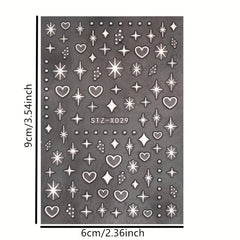 2pcs Heart Moon Star Nail Art Stickers Self Adhesive Decals