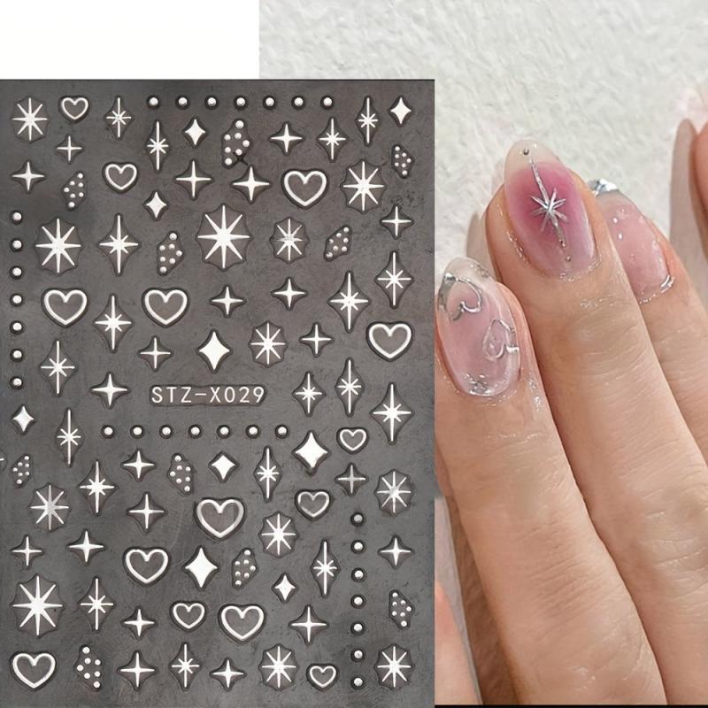 2pcs Heart Moon Star Nail Art Stickers Self Adhesive Decals