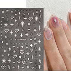 2pcs Heart Moon Star Nail Art Stickers Self Adhesive Decals