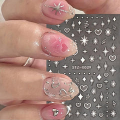 2pcs Heart Moon Star Nail Art Stickers Self Adhesive Decals