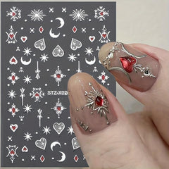 2pcs Heart Moon Star Nail Art Stickers Self Adhesive Decals