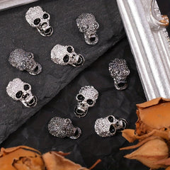 10pcs 3D Halloween Skull Nail Art Charms With Rhinestones