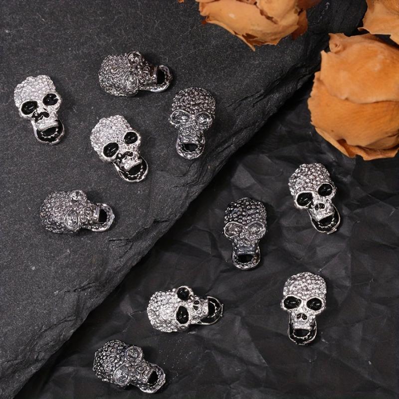 10pcs 3D Halloween Skull Nail Art Charms With Rhinestones