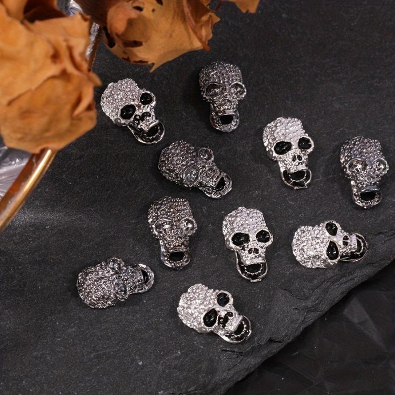 10pcs 3D Halloween Skull Nail Art Charms With Rhinestones
