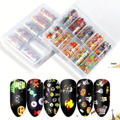 Halloween Nail Foil Transfer Stickers Pumpkin Ghost Decals DIY