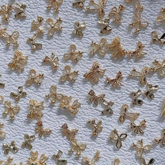 10 Pcs Bow Knot Metal Nail Charms Golden Silver Alloy Decors For Nails Art