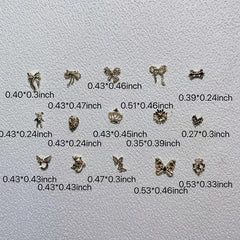 10 Pcs Bow Knot Metal Nail Charms Golden Silver Alloy Decors For Nails Art