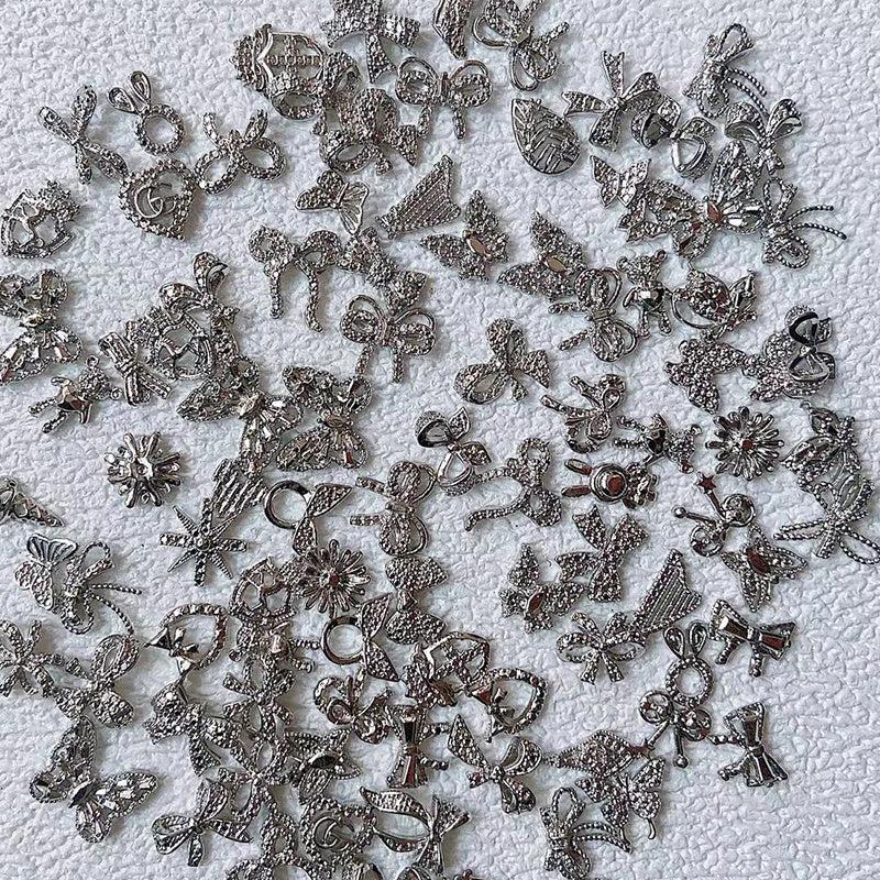 10 Pcs Bow Knot Metal Nail Charms Golden Silver Alloy Decors For Nails Art