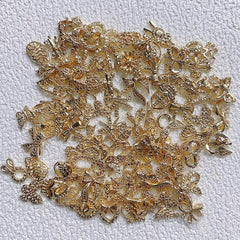 10 Pcs Bow Knot Metal Nail Charms Golden Silver Alloy Decors For Nails Art