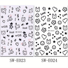 2pcs 3D Campanula Flower Nail Art Sticker Tulip Love Decoration