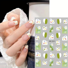 2pcs 3D Campanula Flower Nail Art Sticker Tulip Love Decoration