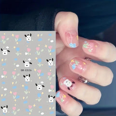 2pcs 3D Campanula Flower Nail Art Sticker Tulip Love Decoration