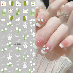 2pcs 3D Campanula Flower Nail Art Sticker Tulip Love Decoration