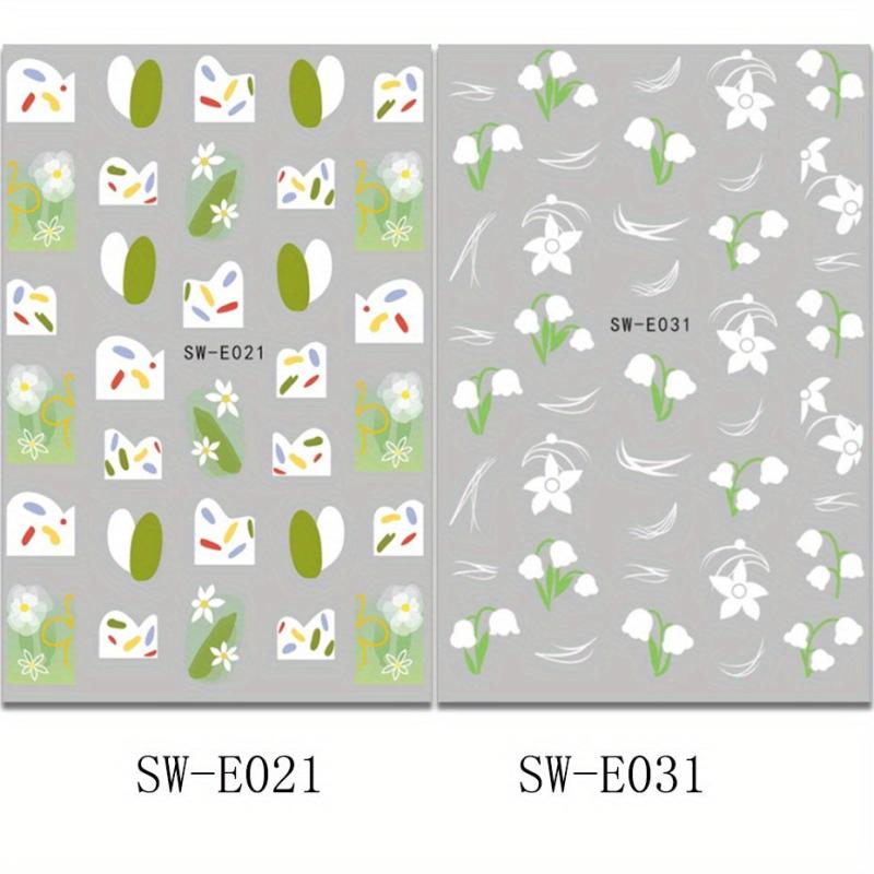 2pcs 3D Campanula Flower Nail Art Sticker Tulip Love Decoration