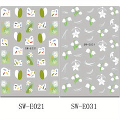 2pcs 3D Campanula Flower Nail Art Sticker Tulip Love Decoration