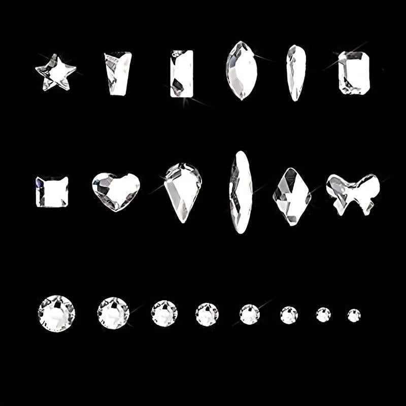 21 Grids Flat AB Rhinestones Kit Nail Art Decorations DIY Crafts Gemstones