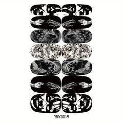 10 Sheets Halloween Nail Polish Stickers Scary Face Nail Art Strips Decals