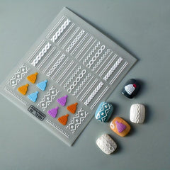 5D Embossed Knitted Sweater Nail Art Sticker Self Adhesive Nail Art Decals