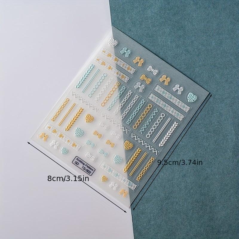 5D Embossed Knitted Sweater Nail Art Sticker Self Adhesive Nail Art Decals