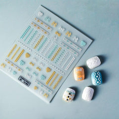 5D Embossed Knitted Sweater Nail Art Sticker Self Adhesive Nail Art Decals