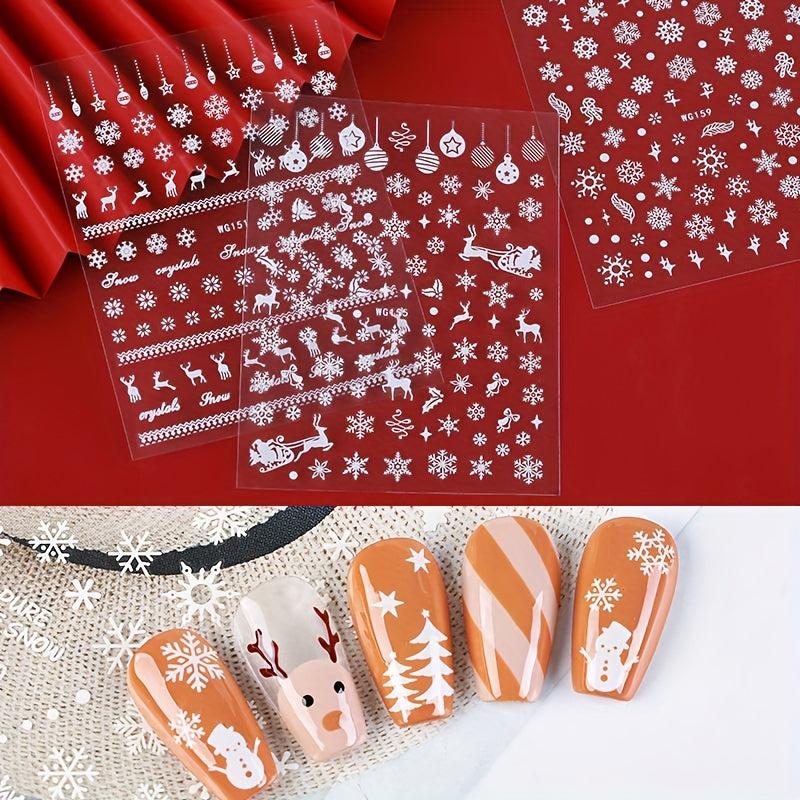 Christmas Nail Art Stickers Snowflake Elk Snowman Self Adhesive Decals