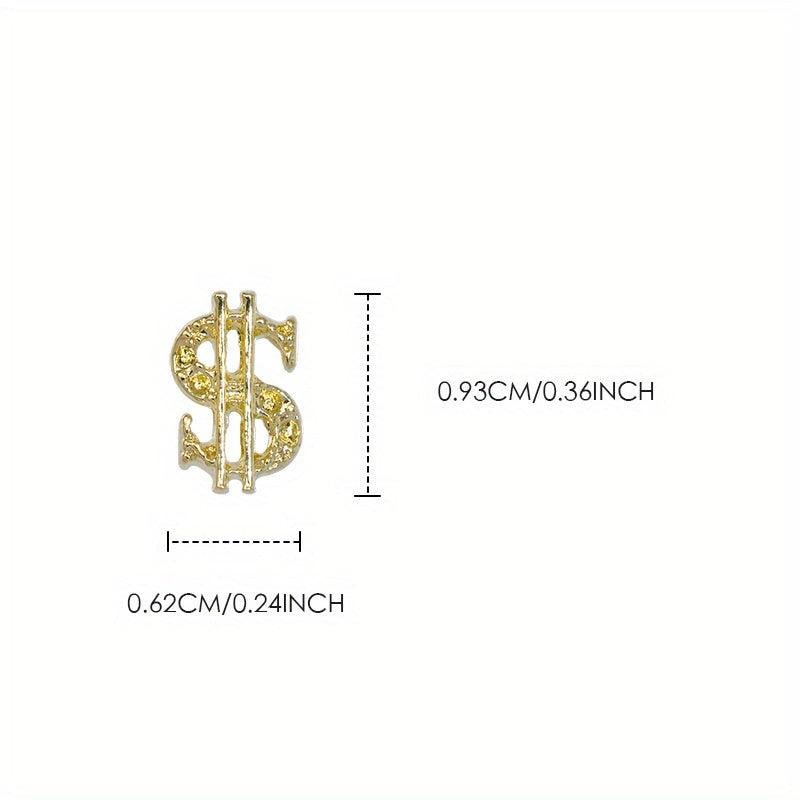 3D Dollar Sign Nail Art Charms Metal Alloy Dollars Nail Art Decoration