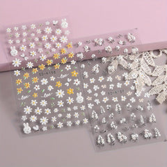 Daisy Flower 5D Nail Stickers Summer Nail Art Decoration