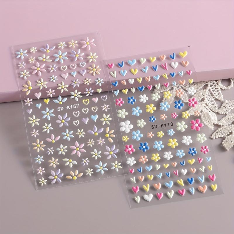 Daisy Flower 5D Nail Stickers Summer Nail Art Decoration
