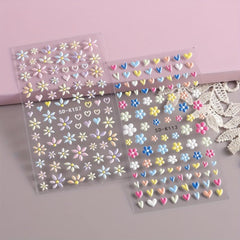 Daisy Flower 5D Nail Stickers Summer Nail Art Decoration