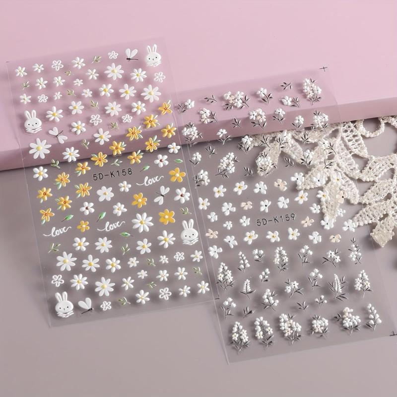Daisy Flower 5D Nail Stickers Summer Nail Art Decoration