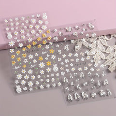 Daisy Flower 5D Nail Stickers Summer Nail Art Decoration
