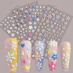 Daisy Flower 5D Nail Stickers Summer Nail Art Decoration